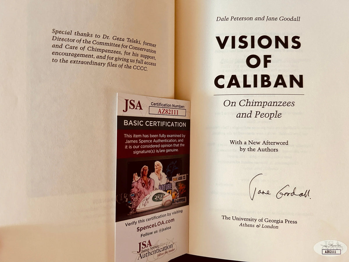 Jane Goodall autographed Visions of Caliban paperback book JSA - AutographsForSale.com