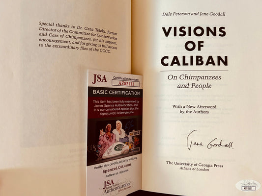 Jane Goodall autographed Visions of Caliban paperback book JSA - AutographsForSale.com