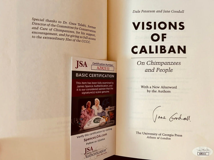 Jane Goodall autographed Visions of Caliban paperback book JSA - AutographsForSale.com