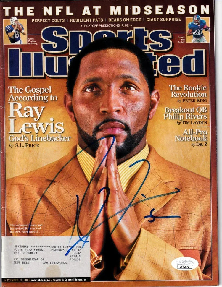 Ray Lewis autographed Baltimore Ravens 2006 Sports Illustrated magazine JSA - AutographsForSale.com