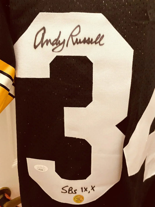 Andy Russell signed Steelers Starter jersey w/ SBs IX X JSA - AutographsForSale.com