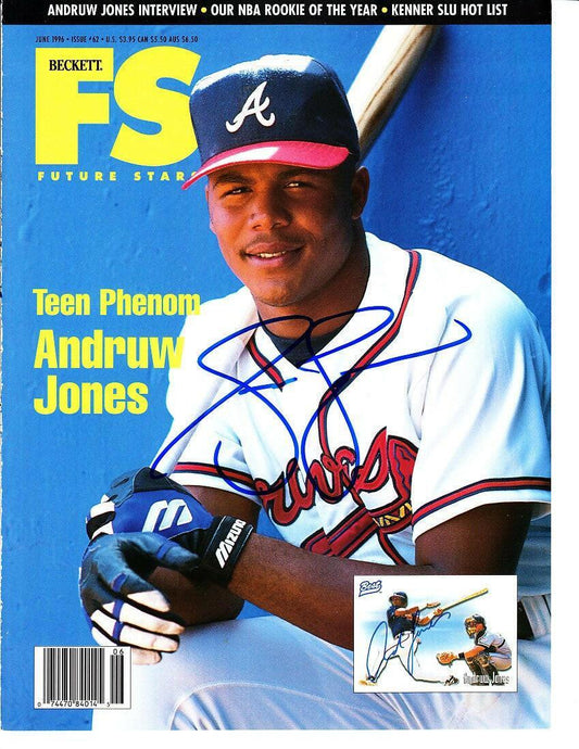 Andruw Jones signed Braves 1996 Beckett Future Stars cover - AutographsForSale.com