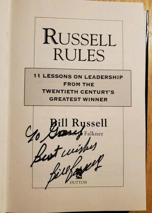 Bill Russell autographed Russell Rules hardcover book To Gary - AutographsForSale.com