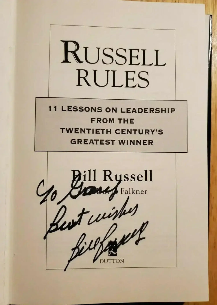 Bill Russell autographed Russell Rules hardcover book To Gary - AutographsForSale.com