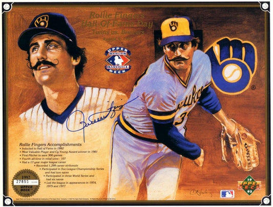 Rollie Fingers signed Brewers 1992 Upper Deck card sheet - AutographsForSale.com