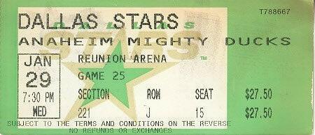 1997 Dallas Stars vs Anaheim Mighty Ducks ticket stub Mike Modano Joe Nieuwendyk - AutographsForSale.com