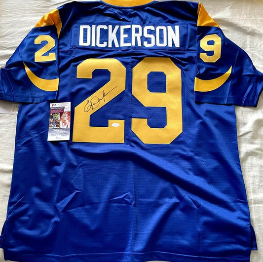 Eric Dickerson signed LA Rams NFL vintage blue jersey JSA - AutographsForSale.com
