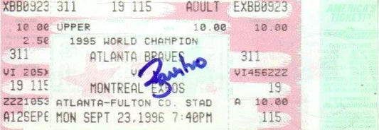 Ryan Klesko signed Braves 1996 Fulton County Stadium last game ticket - AutographsForSale.com