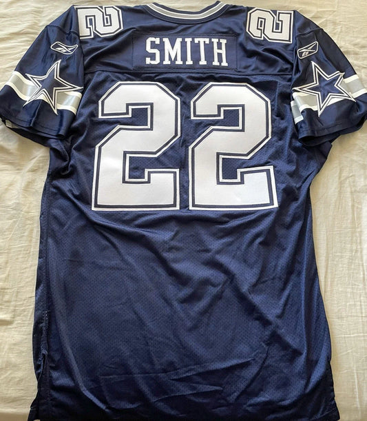 Emmitt Smith Dallas Cowboys 2002 last season Reebok game model blue jersey NEW - AutographsForSale.com