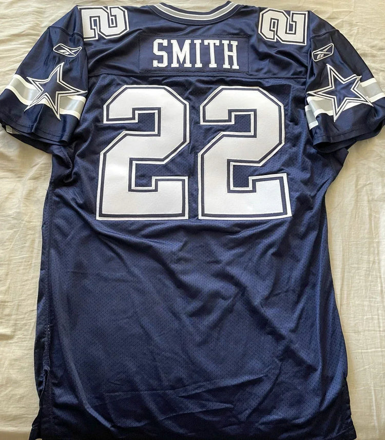 Emmitt Smith Dallas Cowboys 2002 last season Reebok game model blue jersey NEW - AutographsForSale.com