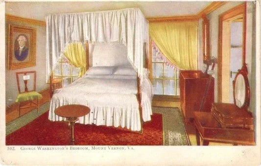 Mount Vernon George Washington’s Bedroom vintage 1920s 1930s postcard - AutographsForSale.com