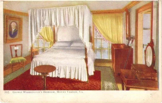 Mount Vernon George Washington’s Bedroom vintage 1920s 1930s postcard - AutographsForSale.com
