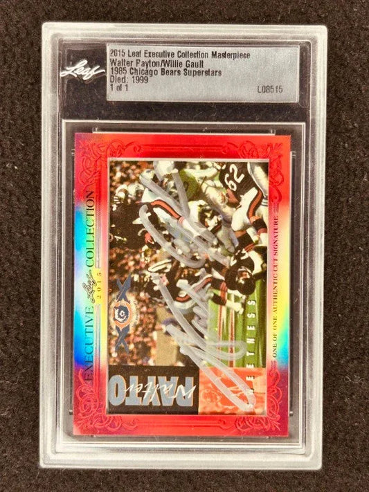 Walter Payton Willie Gault 2015 Leaf Masterpiece Cut Signature certified signed card 1/1 JSA Chicago Bears - AutographsForSale.com