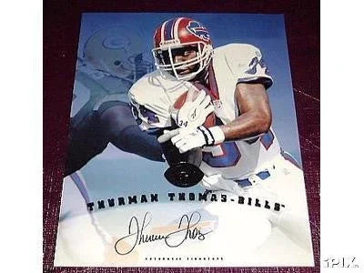 Thurman Thomas certified autograph Buffalo Bills 1997 Leaf 8x10 card - AutographsForSale.com