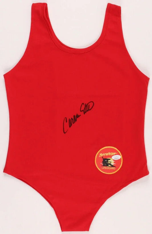 Carmen Electra signed red Baywatch Lifeguard swimsuit JSA - AutographsForSale.com