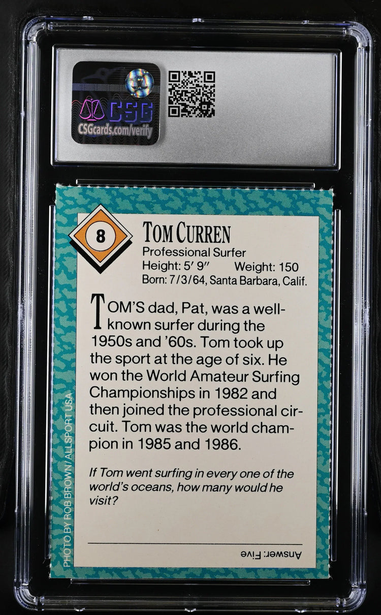 Tom Curren 1989 Sports Illustrated for Kids surfing Rookie Card CSG graded 7 NrMt - AutographsForSale.com