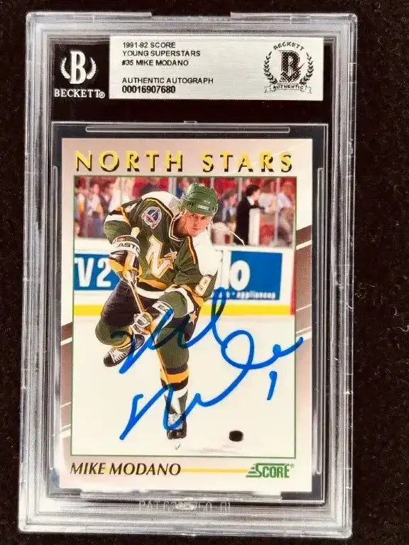 Mike Modano signed North Stars 1991-92 Score Young Superstars card BAS certified - AutographsForSale.com