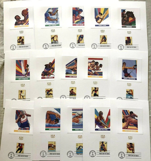 1996 US Olympic team 14 USPS 6x9 cards 1st Day Canceled - AutographsForSale.com