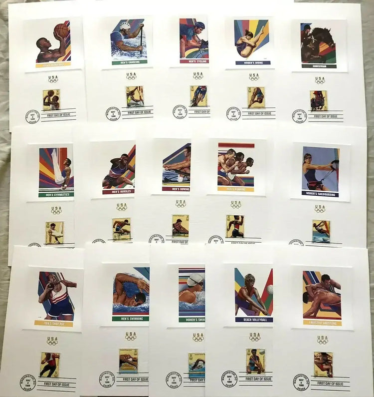 1996 US Olympic team 14 USPS 6x9 cards 1st Day Canceled - AutographsForSale.com