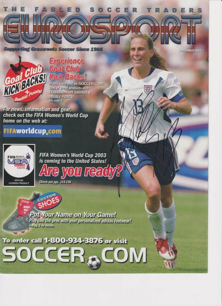 Kristine Lilly signed 2003 US National Soccer team catalog cover - AutographsForSale.com