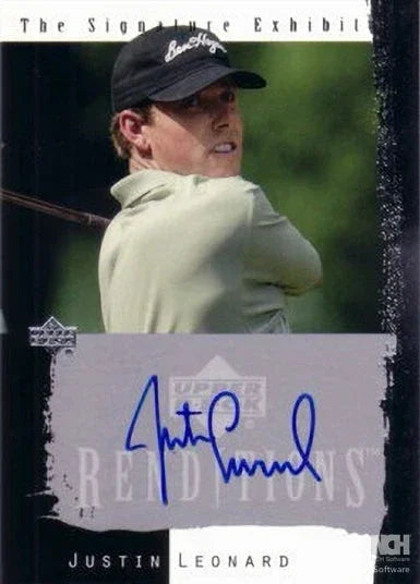 Justin Leonard certified signed 2003 Upper Deck Renditions golf card - AutographsForSale.com
