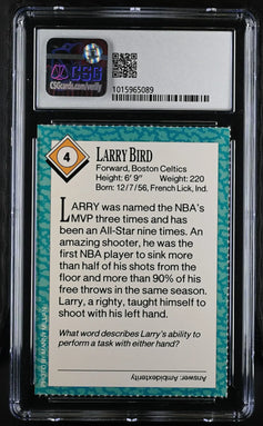 Larry Bird Boston Celtics 1989 Sports Illustrated for Kids card CSG graded 8 NrMt-Mt - AutographsForSale.com