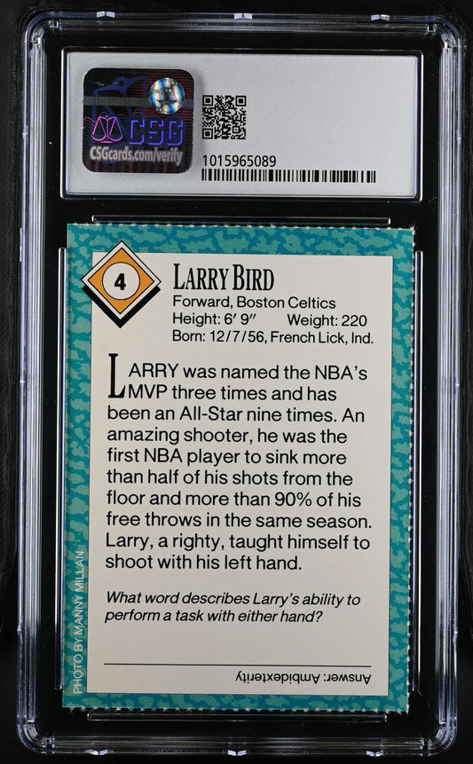 Larry Bird Boston Celtics 1989 Sports Illustrated for Kids card CSG graded 8 NrMt-Mt - AutographsForSale.com