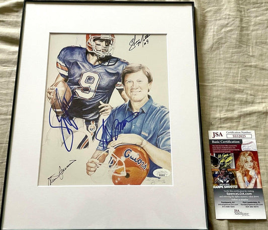 Steve Spurrier & Shane Matthews signed Florida Gators art print framed JSA - AutographsForSale.com