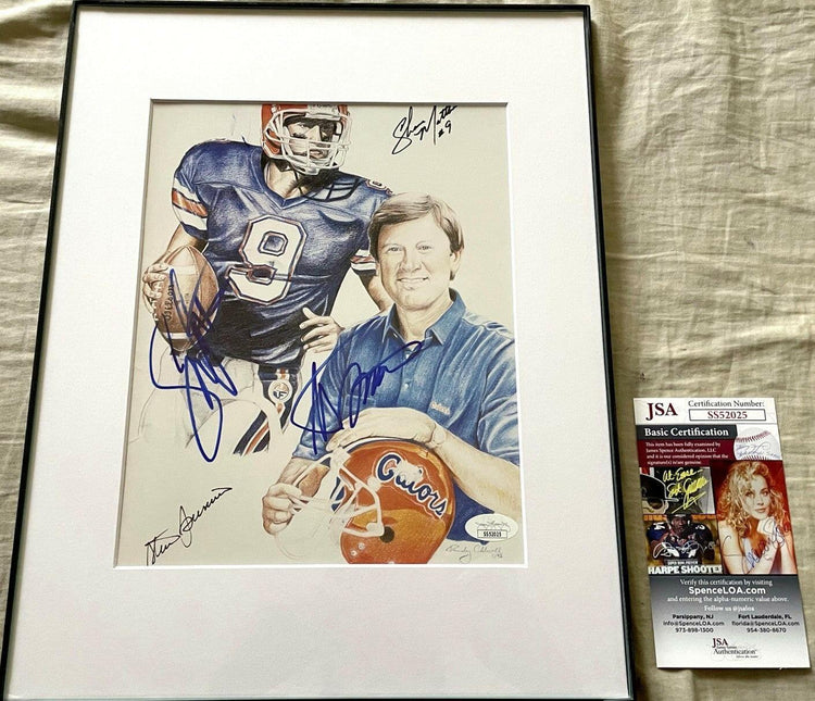 Steve Spurrier & Shane Matthews signed Florida Gators art print framed JSA - AutographsForSale.com