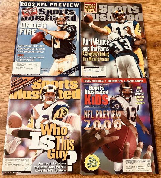 4 Kurt Warner St. Louis Rams 1999 2000 2003 Sports Illustrated and SI for Kids magazines - AutographsForSale.com