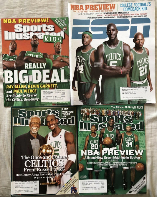 4 Boston Celtics Ray Allen Kevin Garnett Paul Pierce 2007 2008 magazines ESPN Sports Illustrated SI for Kids - AutographsForSale.com