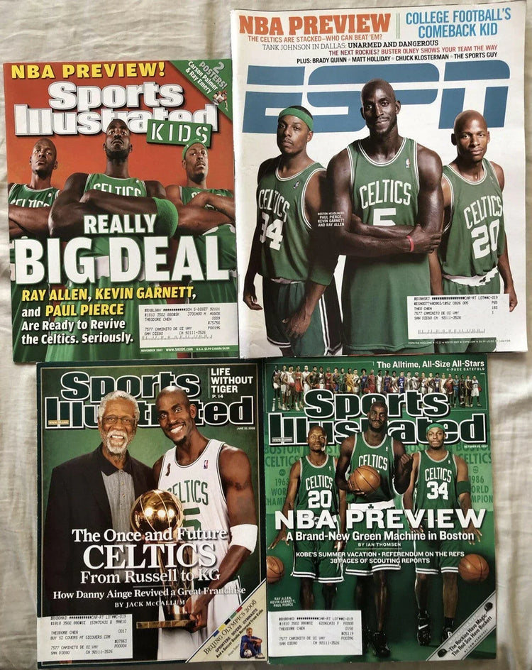 4 Celtics Ray Allen Kevin Garnett Paul Pierce 2007 2008 magazines ESPN Sports Illustrated SI for Kids - AutographsForSale.com