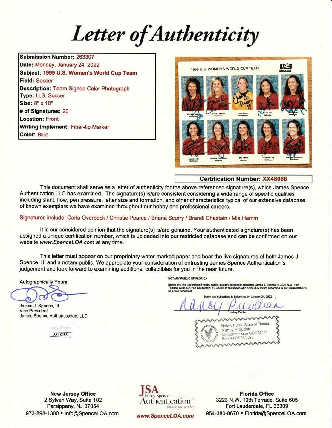 Letter of Authenticity