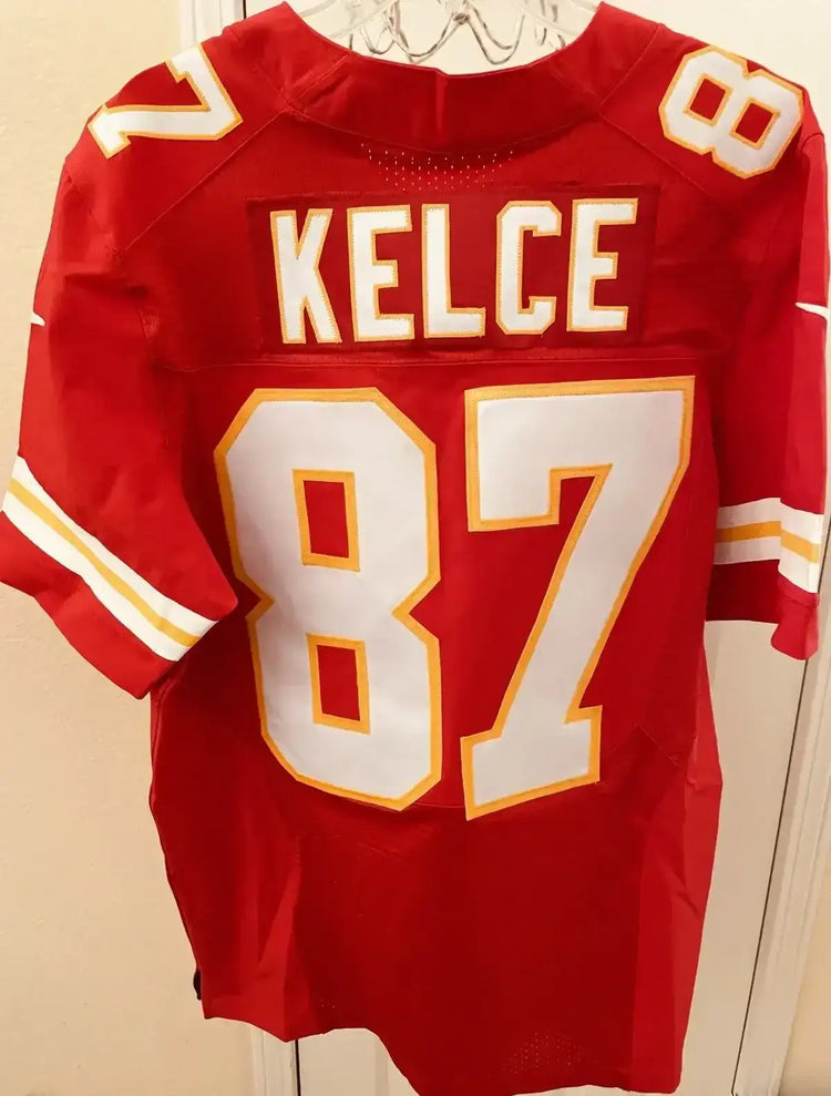 Travis Kelce Kansas City Chiefs Nike Elite game model red jersey NEW - AutographsForSale.com
