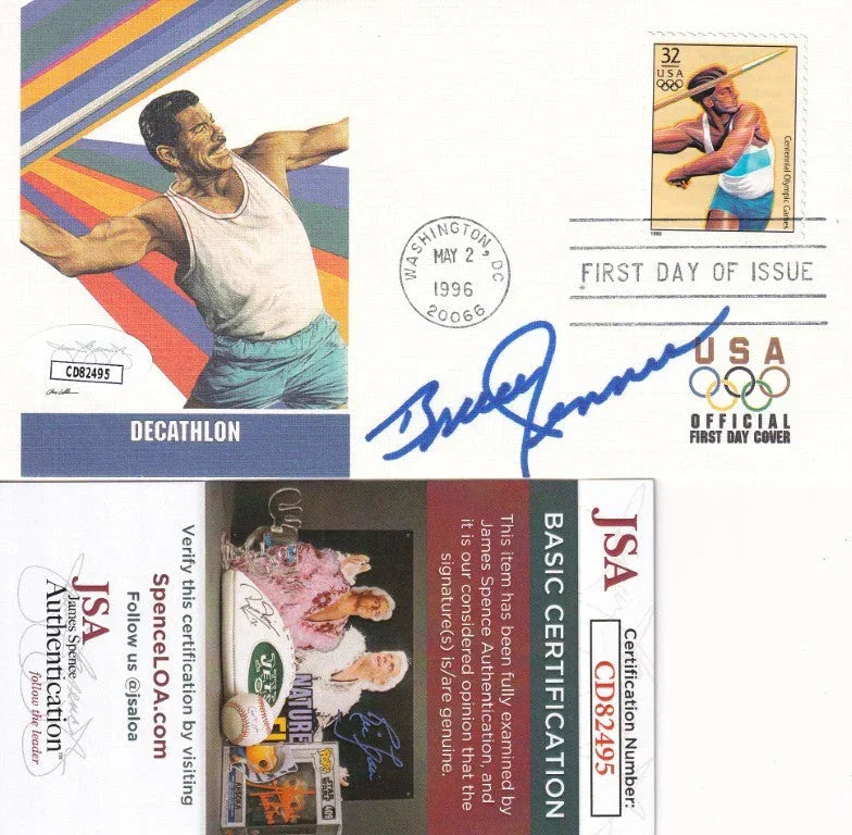Bruce Jenner signed 1996 US Olympic decathlon 1st Day cover cachet JSA - AutographsForSale.com