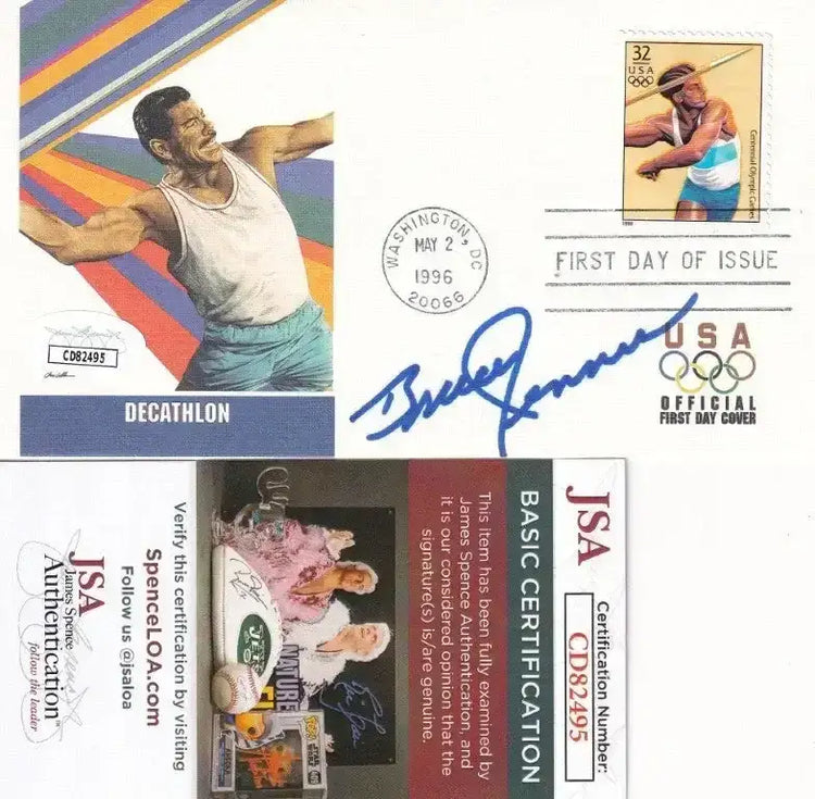 Bruce Jenner signed 1996 US Olympic decathlon 1st Day cover cachet JSA - AutographsForSale.com