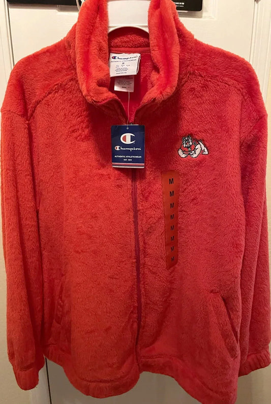 Fresno St Bulldogs Champion red fleece sherpa full zip jacket NEW - AutographsForSale.com