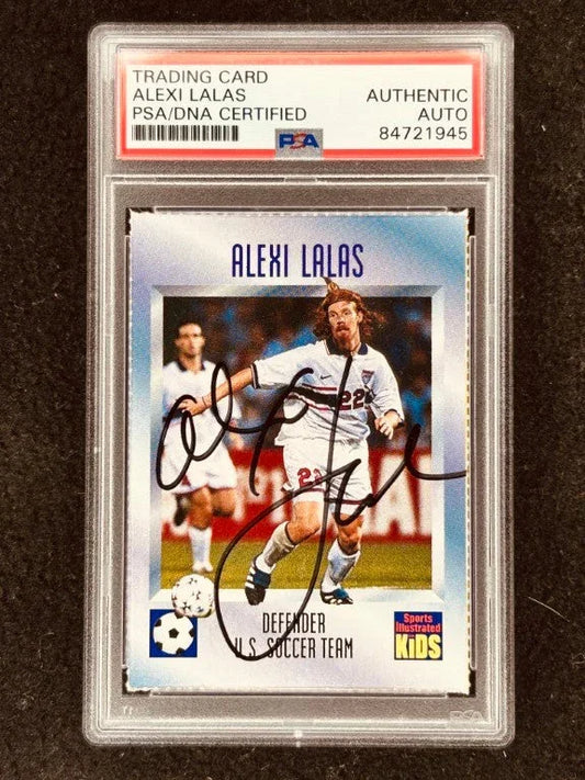 Alexi Lalas signed US Soccer 1996 SI for Kids card PSA/DNA slab - AutographsForSale.com