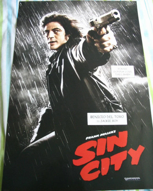 Sin City 2005 mini poster Benicio Del Toro as Jackie Boy - AutographsForSale.com