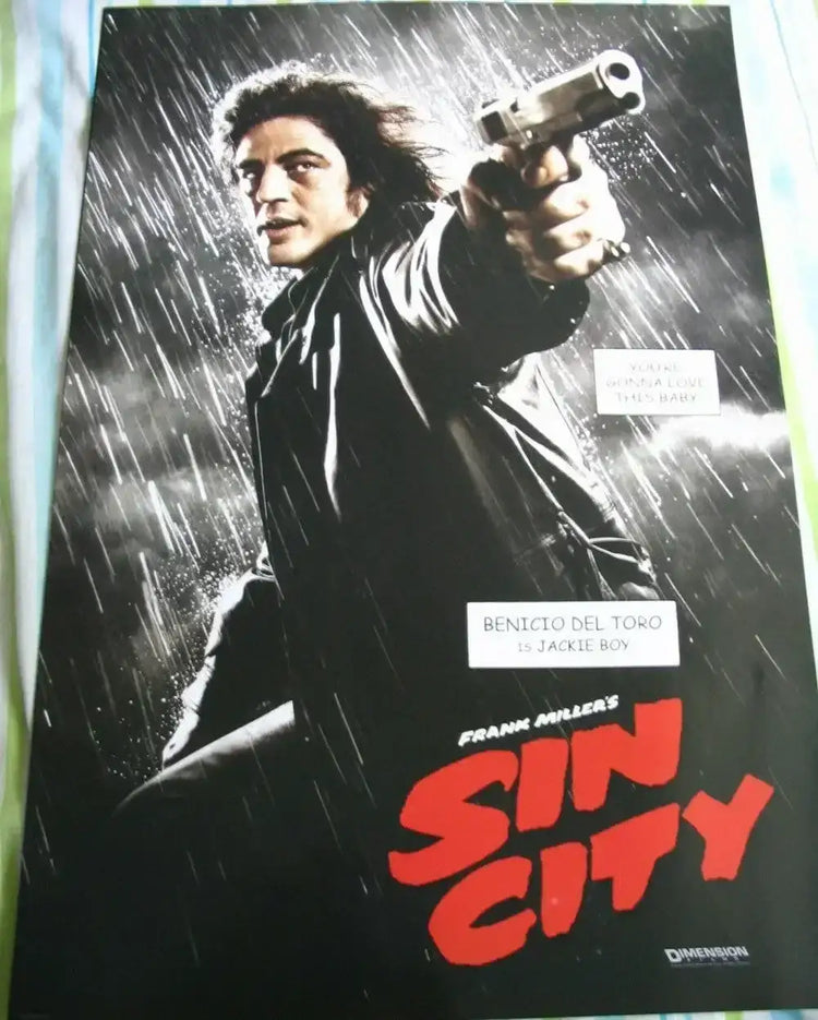 Sin City 2005 mini poster Benicio Del Toro as Jackie Boy - AutographsForSale.com