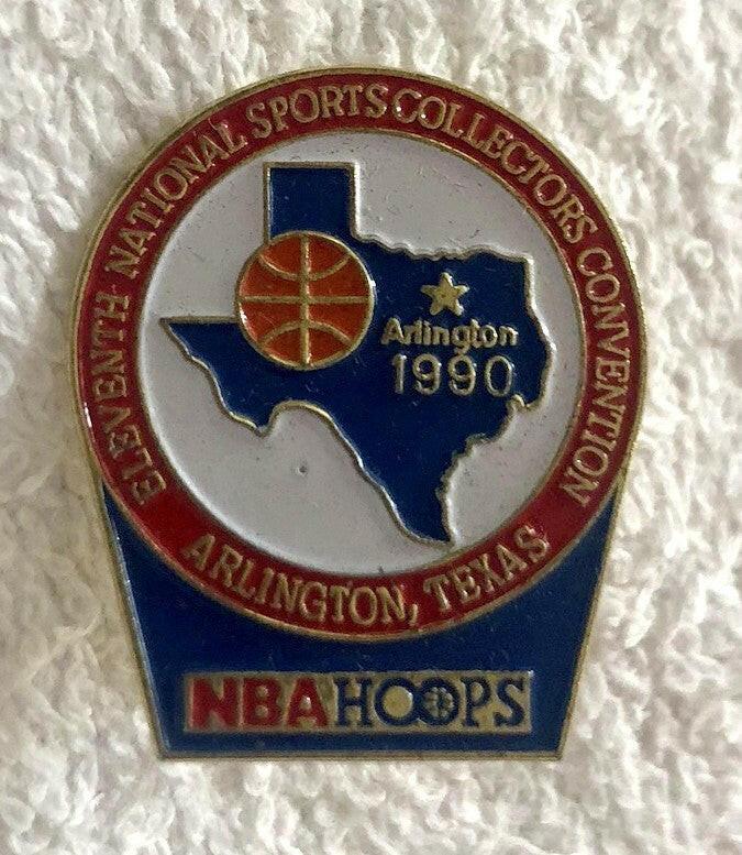 1990 NBA Hoops basketball National Sports Collectors Convention Arlington Pin - AutographsForSale.com