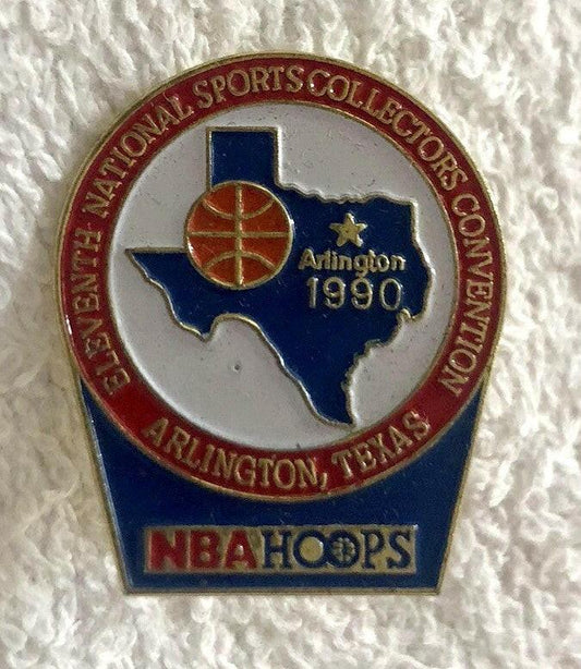 1990 NBA Hoops basketball National Sports Collectors Convention Arlington Pin - AutographsForSale.com