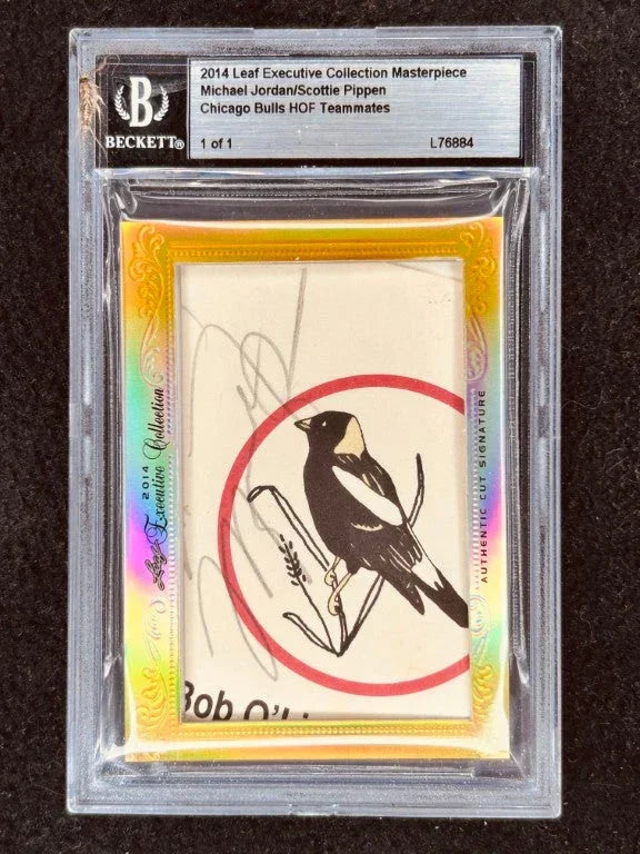 Michael Jordan & Scottie Pippen 2014 Leaf Masterpiece Cut Signature certified signed card 1/1 PSA Chicago Bulls - AutographsForSale.com