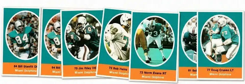 Lot of 8 Miami Dolphins 1972 Sunoco stamps Norm Evans Bill Stanfill - AutographsForSale.com