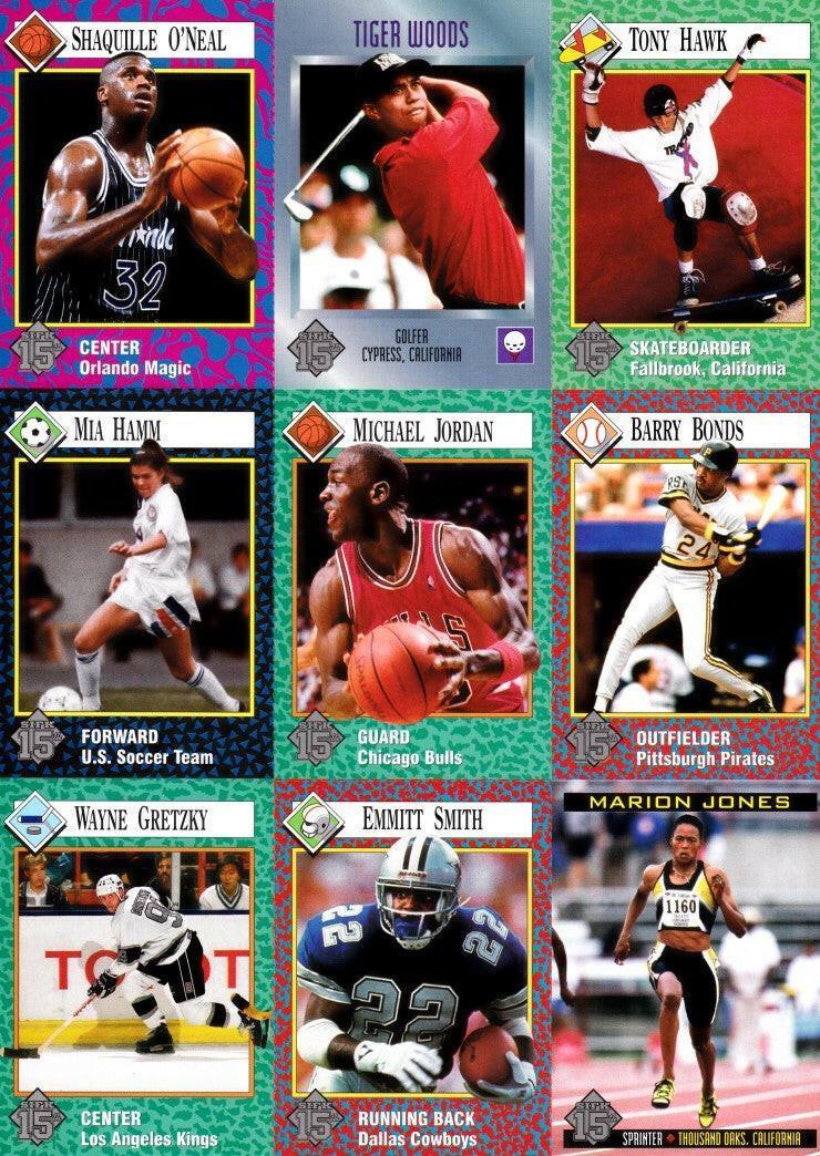 Wayne Gretzky Mia Hamm Tony Hawk Michael Jordan Tiger Woods 2004 Sports Illustrated for Kids 9 card sheet - AutographsForSale.com