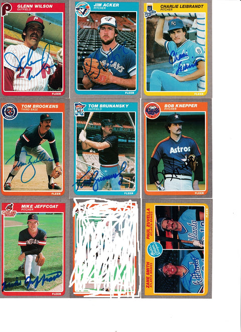 8 autographed 1985 Fleer cards Tom Brunansky Zane Smith RC Leibrandt - AutographsForSale.com