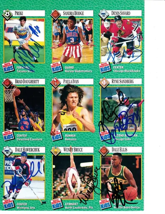 Signed 1990 SI for Kids card sheet Ryne Sandberg Dale Hawerchuk Denis Savard JSA - AutographsForSale.com