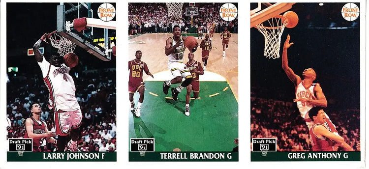 Larry Johnson Greg Anthony Terrell Brandon 1992 Front Row promo card panel - AutographsForSale.com
