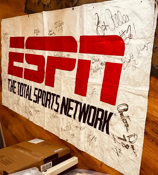 1993 Eagles team signed ESPN stadium banner Eric Allen Randall Cunningham James Lofton JSA - AutographsForSale.com
