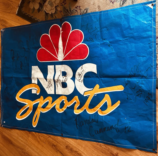 1993 Eagles signed NBC Sports stadium banner Eric Allen Randall Cunningham James Lofton JSA - AutographsForSale.com